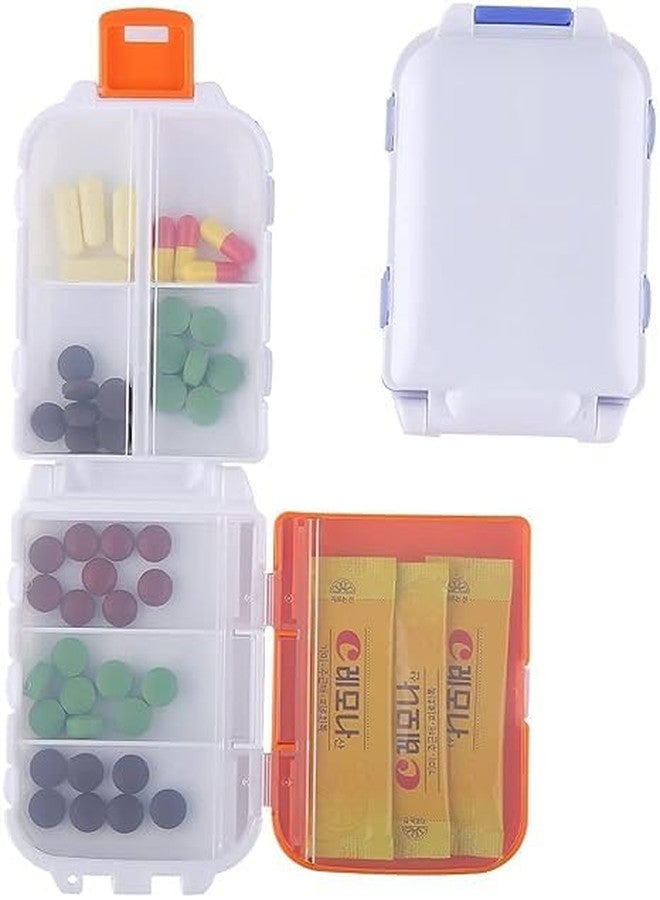 ATETO Portable Travel Pill Box Case Organizer Weekly 7 Day Plastic Medicine Vitamin Holder Container 8 Compartment Pill Organizer Good for Purse and Pocket (Pack of 1). - Image 4